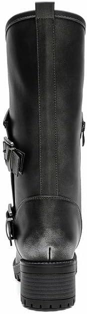 imageGLOBALWIN Womens The Twisted Rider Motorcycle Boots MidCalf Fashion Boots For Women Low Heel18yy01 Distressed Silver