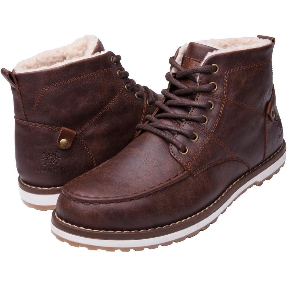 imageGLOBALWIN Mens Classic Lace Up Winter Water Resistnat Chukka Boots1640 Dark Brown