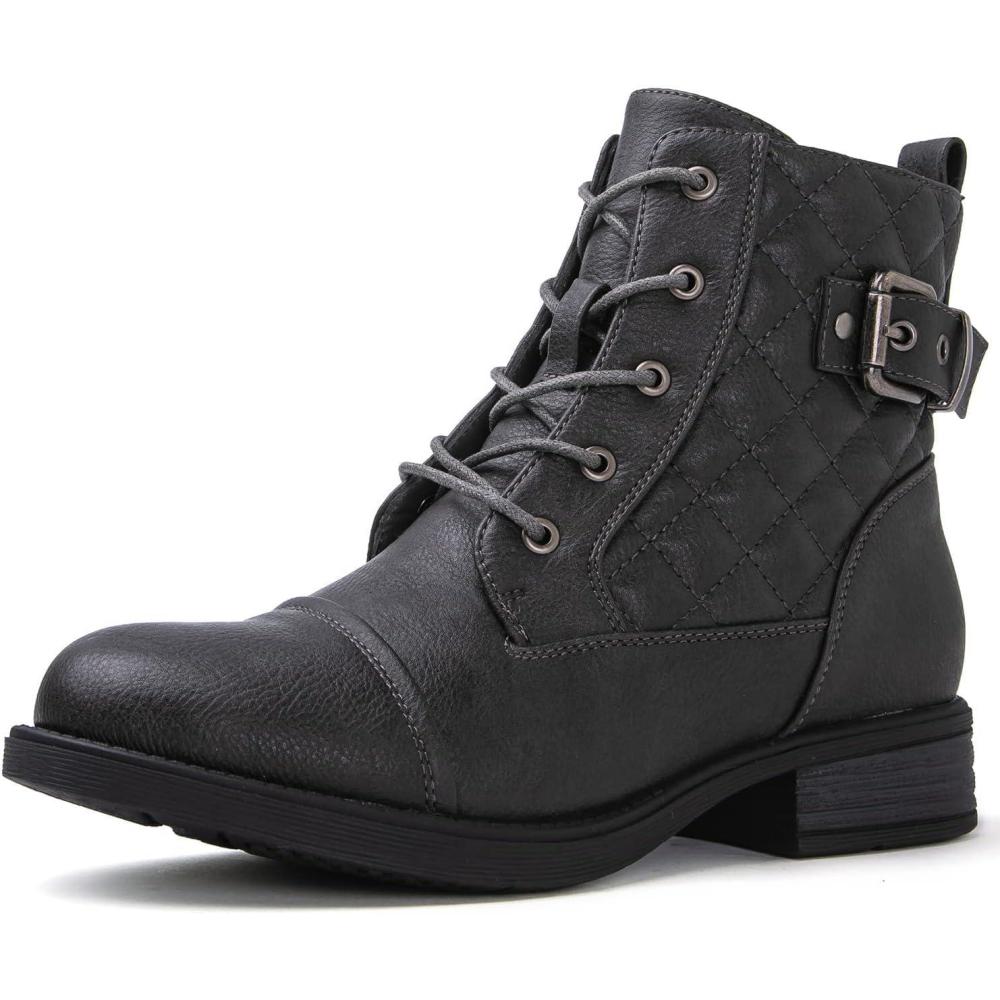 imageGLOBALWIN Womens Combat Boots Ankle Booties Fashion Comfortable Boots For Women21yy03 Grey