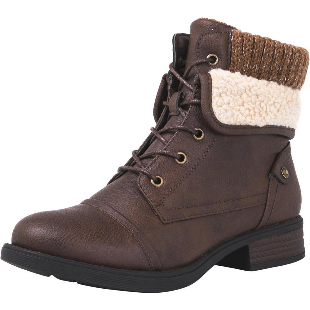 imageGLOBALWIN Womens Combat Boots Dressy Lace Up Ankle Boots For Women Low Heel1815brown