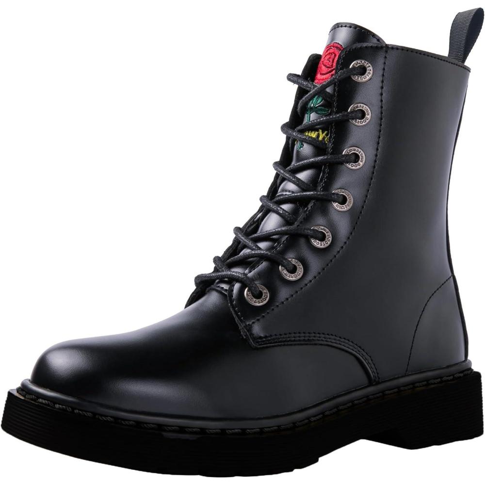imageGLOBALWIN Womens Combat Boots Lace Up Boots For Women Ankle Booties For Women Low Heel19yy26 Black