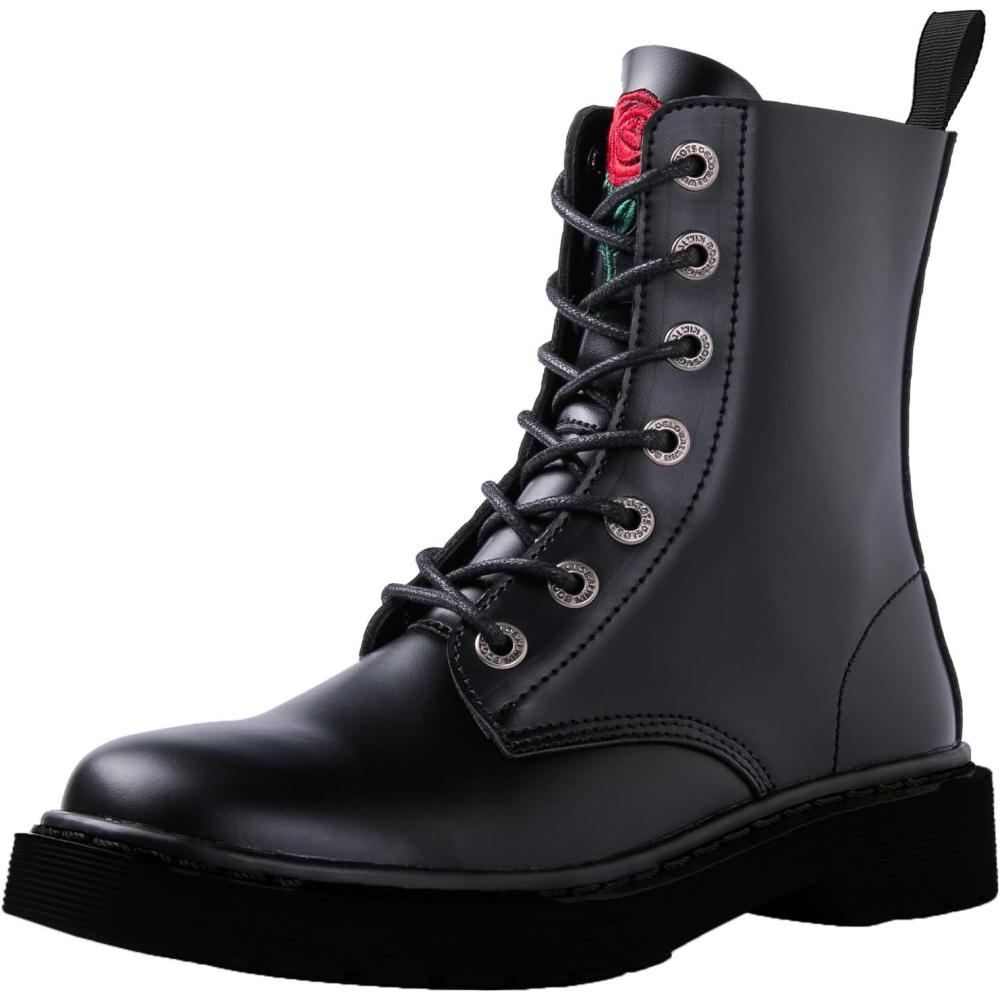 imageGLOBALWIN Womens Combat Boots Lace Up Boots For Women Ankle Booties For Women Low Heel19yy27 Black
