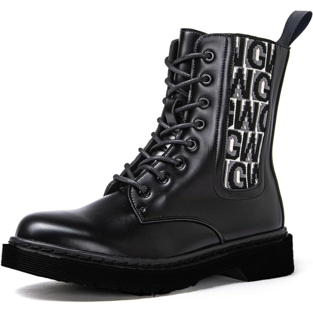 imageGLOBALWIN Womens Combat Boots Lace Up Boots For Women Ankle Booties For Women Low Heel21yy17 Black