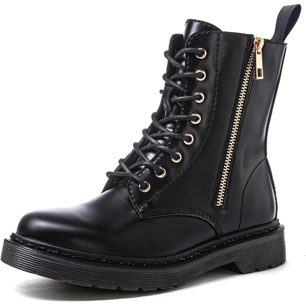 imageGLOBALWIN Womens Combat Boots Lace Up Boots For Women Ankle Booties For Women Low Heel21yy19 Black
