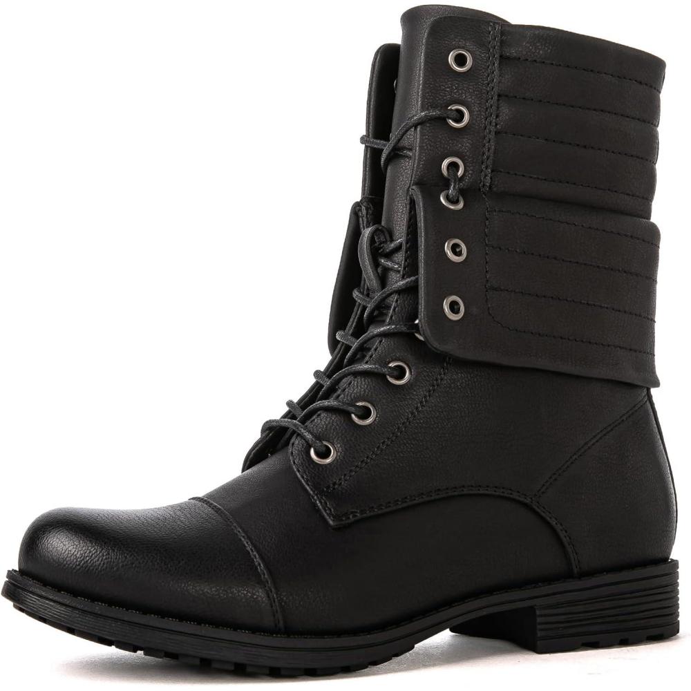 imageGLOBALWIN Womens Fashion Low Heels Lace Up Ankle Boots22yy06 Black