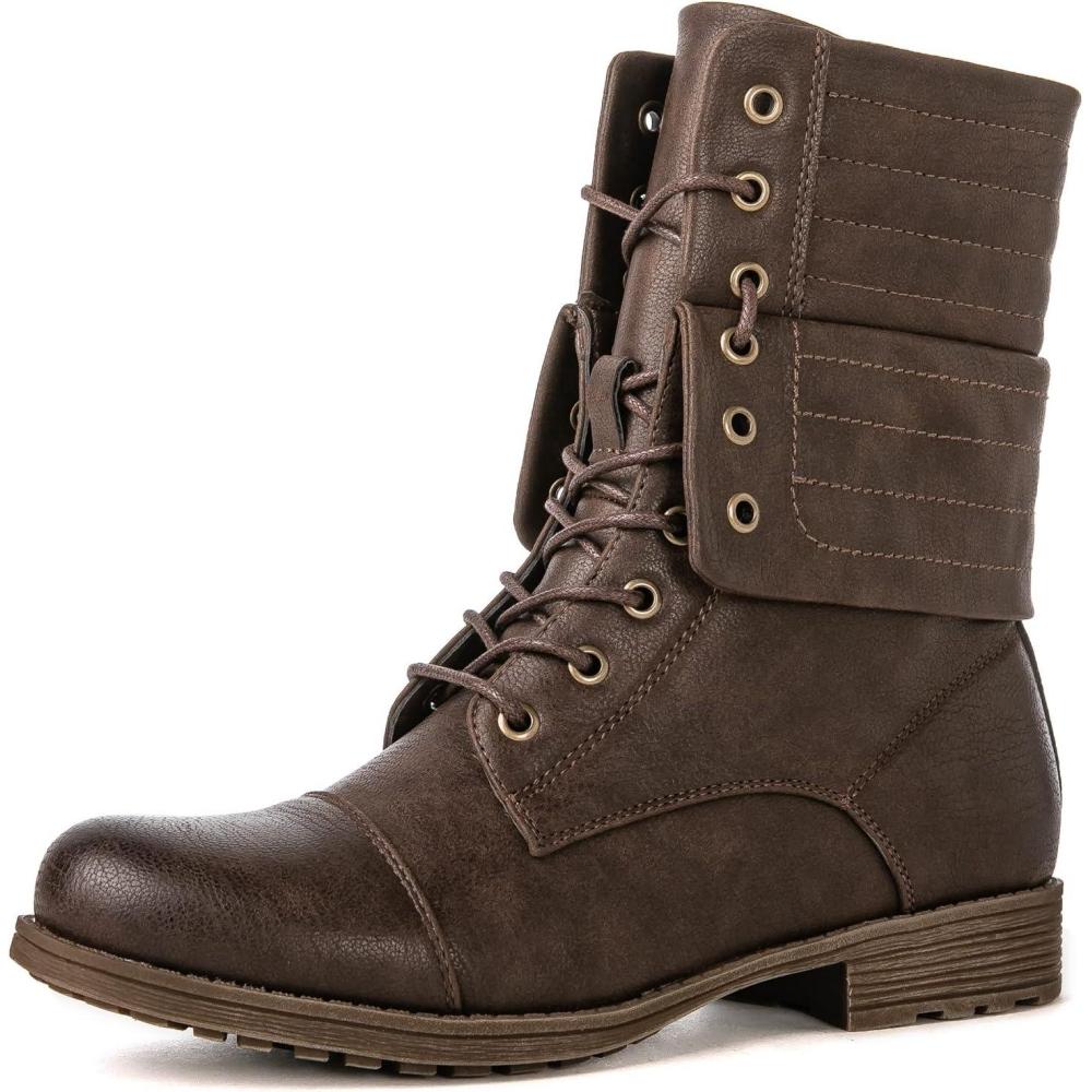 imageGLOBALWIN Womens Fashion Low Heels Lace Up Ankle Boots22yy06 Brown