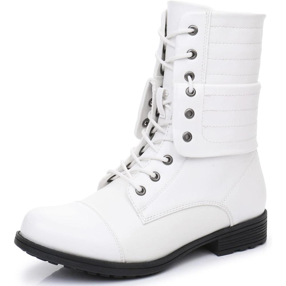 imageGLOBALWIN Womens Fashion Low Heels Lace Up Ankle Boots22yy06 White