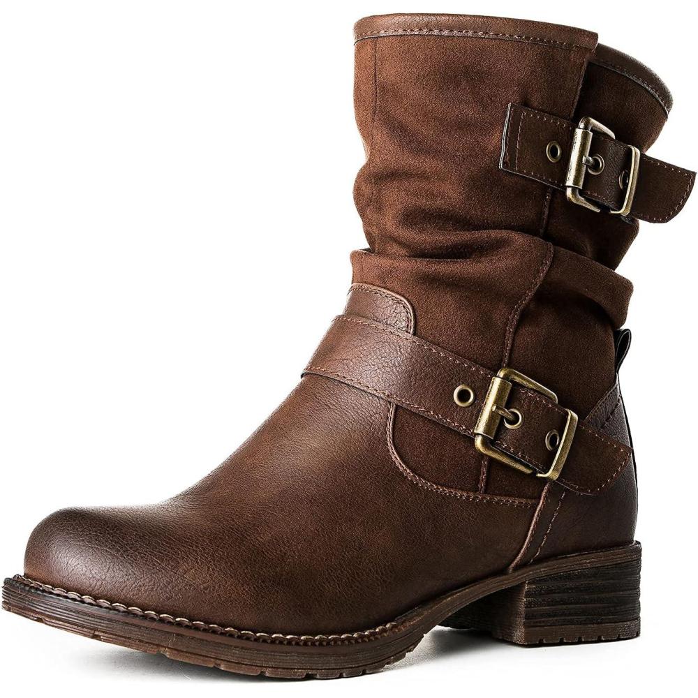 imageGLOBALWIN Womens Fur Booties Fashion Combat Ankle Boots For Women17yy12brown