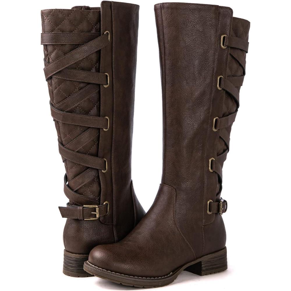 imageGLOBALWIN Womens Knee High Fashion Boots Riding Boots For Women21yy10 Brown2
