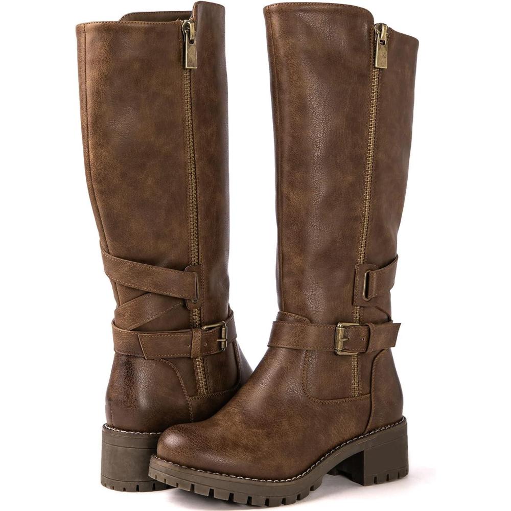 imageGLOBALWIN Womens KneeHigh Riding Boots Tall Fashion Boots with Chunky Low Heel amp Side Zipper Everyday Wear Casual Boots For Women19yy15 Camel2