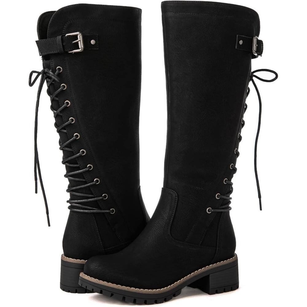 imageGLOBALWIN Womens Lace Up Back Knee High Fashion Boots19yy29 Black2