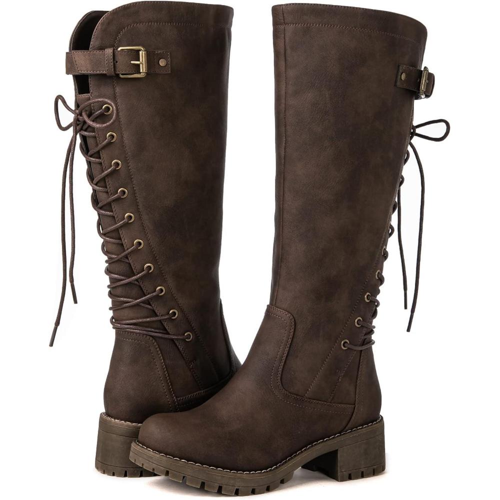 imageGLOBALWIN Womens Lace Up Back Knee High Fashion Boots19yy29 Brown2