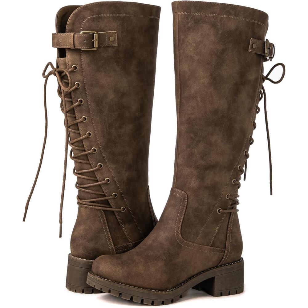 imageGLOBALWIN Womens Lace Up Back Knee High Fashion Boots19yy29 Camel2