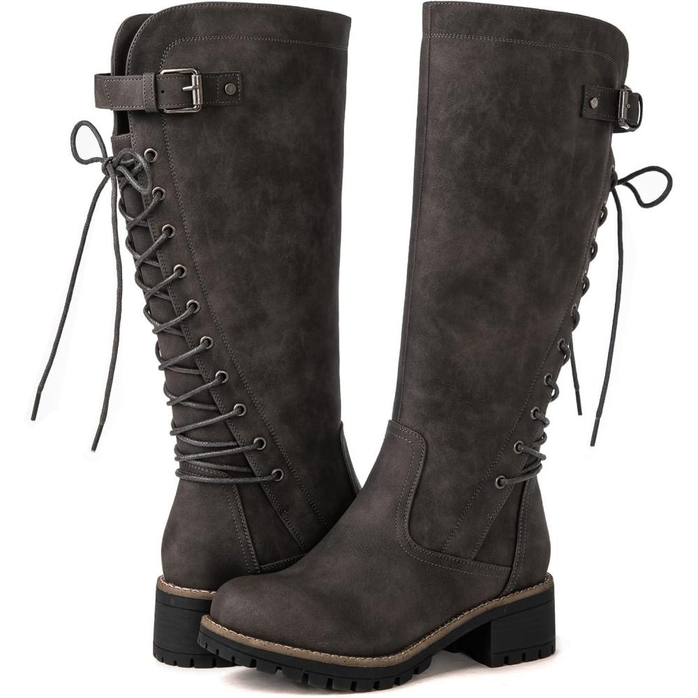 imageGLOBALWIN Womens Lace Up Back Knee High Fashion Boots19yy29 Grey2