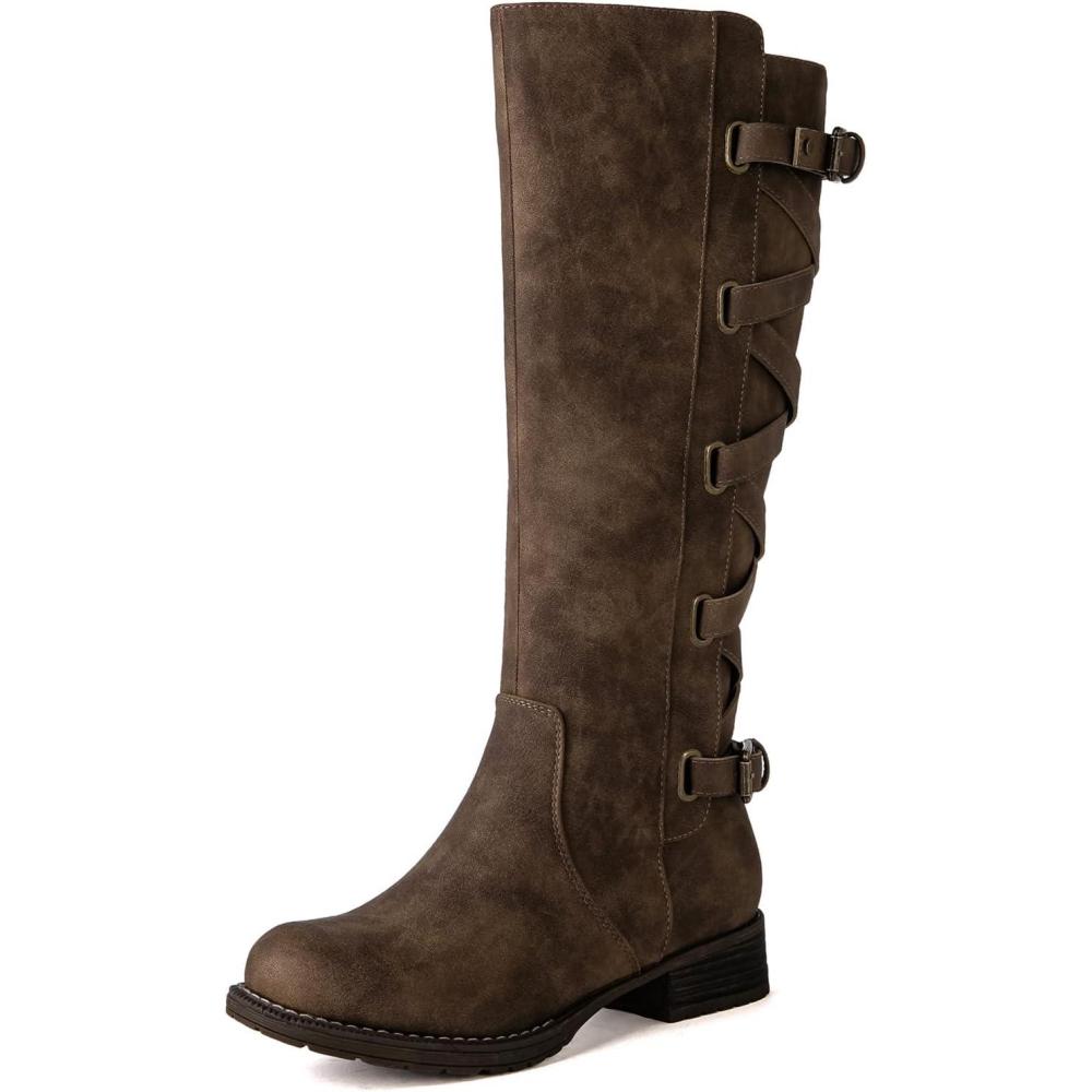 imageGLOBALWIN Womens Quilted Knee High Fashion Boots Strappy Boots For Women21yy10 Camel2