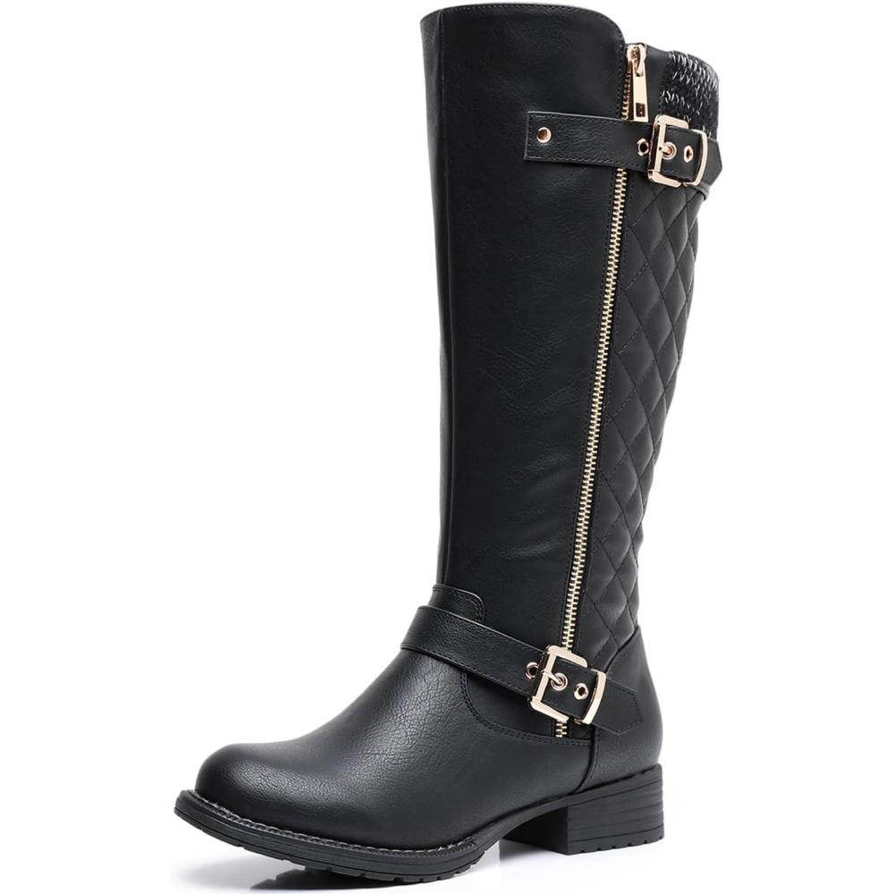 imageGLOBALWIN Womens Quilted KneeHigh Fashion Dressy Riding Boots17yy01 Black