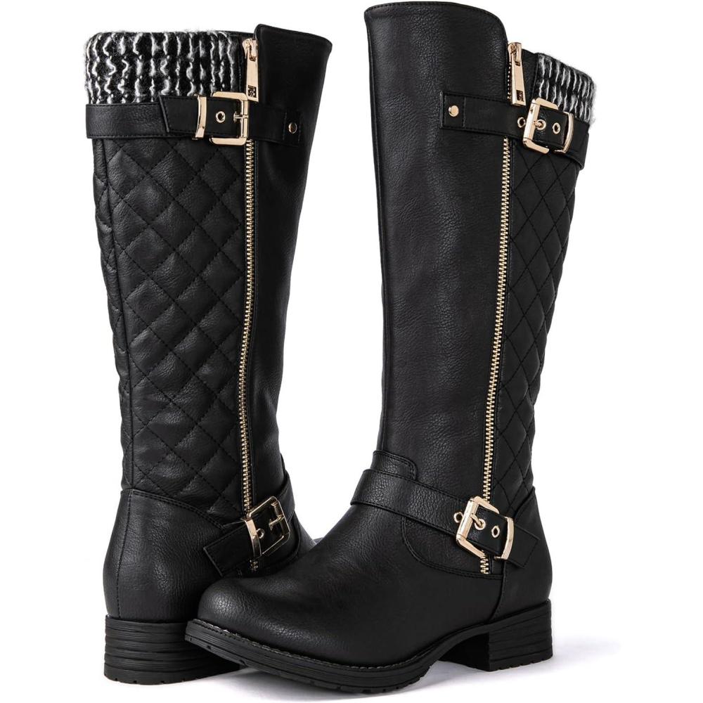 imageGLOBALWIN Womens Quilted KneeHigh Fashion Dressy Riding Boots17yy01 Black3