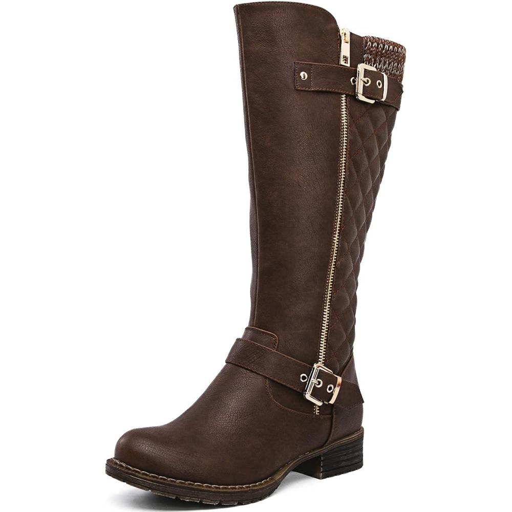 imageGLOBALWIN Womens Quilted KneeHigh Fashion Dressy Riding Boots17yy01 Brown