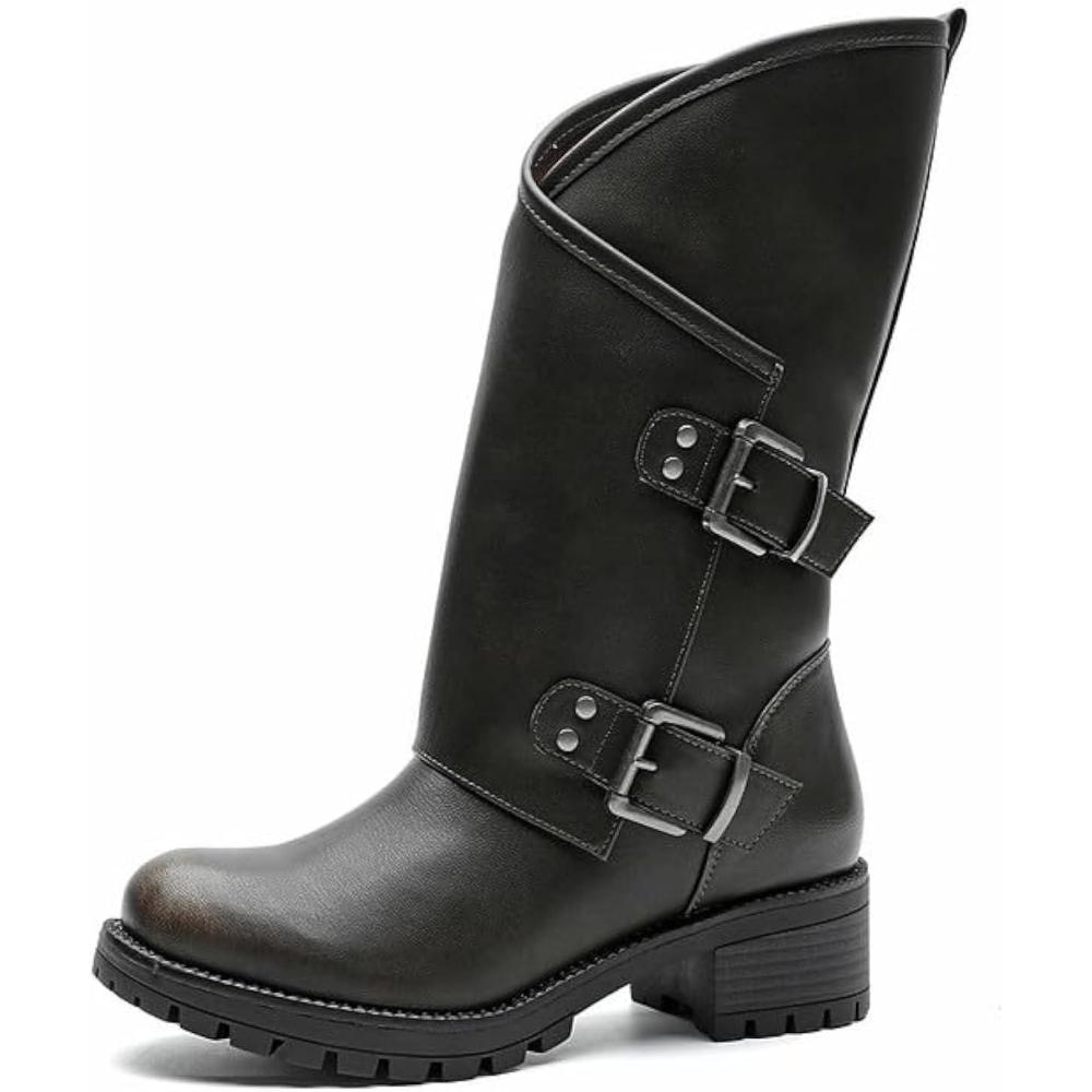 imageGLOBALWIN Womens The Twisted Rider Motorcycle Boots MidCalf Fashion Boots For Women Low Heel18yy01 Distressed Brown