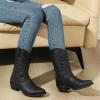 GLOBALWIN Black Cowboy Boots For Women Cowgirl Boots With Low Heel Comfortable Embroidered Western Boots Snip Toe Mid-Calf Boots(Black)