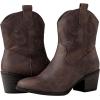 GLOBALWIN Cowboy Boots for Women – Classic Round Toe Western Booties with Comfort Insole – Embroidered Almond Toe Cowgirl Boots, Versatile 2″ Block Heel Fashion Boots for Concerts & Daily Wear(19yy16 Brown)