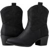 GLOBALWIN Cowboy Boots for Women – Classic Round Toe Western Booties with Comfort Insole – Embroidered Almond Toe Cowgirl Boots, Versatile 2″ Block Heel Fashion Boots for Concerts & Daily Wear(19yy16 Black)