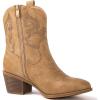 GLOBALWIN Cowboy Boots for Women – Classic Round Toe Western Booties with Comfort Insole – Embroidered Almond Toe Cowgirl Boots, Versatile 2″ Block Heel Fashion Boots for Concerts & Daily Wear(19yy16 Khaki)