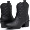 GLOBALWIN Cowboy Boots for Women – Classic Round Toe Western Booties with Comfort Insole – Embroidered Almond Toe Cowgirl Boots, Versatile 2″ Block Heel Fashion Boots for Concerts & Daily Wear(19yy16 Black2)