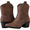 GLOBALWIN Cowboy Boots for Women – Classic Round Toe Western Booties with Comfort Insole – Embroidered Almond Toe Cowgirl Boots, Versatile 2″ Block Heel Fashion Boots for Concerts & Daily Wear(19yy16 Camel)