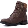 GLOBALWIN Women’s Ankle Booties Fashion Combat Boots Fall Boots For Women Comfortable Low Heel(2121brown)