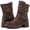 GLOBALWIN Women’s Biker Boots, Black, GW-W21YY13, Ankle Boots, Bootie, Zip Closure, Block Heel, All-Day Comfort, Versatile, Ethically Made(21yy13brown)