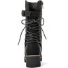 GLOBALWIN Women’s Biker Boots Lace up Back Mid Calf Motorcycle Fashion Festival Boots Combat Riding Military Boots for Women(19yy19 Black2)