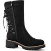 GLOBALWIN Women’s Biker Boots Lace up Back Mid Calf Motorcycle Fashion Festival Boots Combat Riding Military Boots for Women(19yy19 Black2)