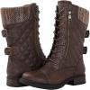 GLOBALWIN Women’s Fashion Low Heels Lace Up Ankle Boots(1842 Brown)