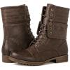 GLOBALWIN Women’s Fashion Low Heels Lace Up Ankle Boots(22yy06 Brown)