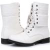 GLOBALWIN Women’s Fashion Low Heels Lace Up Ankle Boots(22yy06 White)