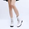 GLOBALWIN Women’s Fashion Low Heels Lace Up Ankle Boots(22yy06 White)