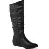 GLOBALWIN Women’s Knee-High Fashion Boots Wide Calf Flat Dressy Fall Winter Fashion Boots For Women(22yy01 Black)