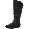GLOBALWIN Women’s Knee-High Fashion Boots Wide Calf Flat Dressy Fall Winter Fashion Boots For Women(22yy01 Black)