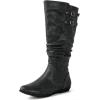 GLOBALWIN Women’s Knee-High Fashion Boots Wide Calf Flat Dressy Fall Winter Fashion Boots For Women(22yy01 Grey)