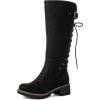 GLOBALWIN Women’s Lace Up Back Knee High Fashion Boots(19yy29 Black2)