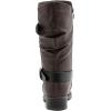 GLOBALWIN Women’s Mid Calf Boots Fashion Moto Boots For Women With Buckle Straps, Side Zipper, And Low Block Heel – Biker Boots For Fall Spring Winter(Brown)