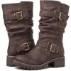 GLOBALWIN Women’s Mid Calf Dress Boots Biker Motorcycle Riding Boots Women For Women(21yy08brown)