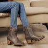GLOBALWIN Women’s Mid Calf The Western Cowboy Boots Fashion Cowgirl Boots For Women Low Heel(22yy10 Brown 1)