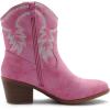 GLOBALWIN Women’s Mid Calf The Western Cowboy Boots Fashion Cowgirl Boots For Women Low Heel(22yy10 Pink)