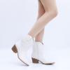 GLOBALWIN Women’s Mid Calf The Western Cowboy Boots Fashion Cowgirl Boots For Women Low Heel(22yy10 White)