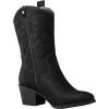 GLOBALWIN Women’s Mid Calf The Western Cowgirl Boots Fashion Cowboy Boots For Women Chunky Low Heel(19yy17black)