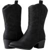 GLOBALWIN Women’s Mid Calf The Western Cowgirl Boots Fashion Cowboy Boots For Women Chunky Low Heel(19yy17black)