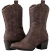 GLOBALWIN Women’s Mid Calf The Western Cowgirl Boots Fashion Cowboy Boots For Women Chunky Low Heel(19yy17brown)