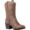 GLOBALWIN Women’s Mid Calf The Western Cowgirl Boots Fashion Cowboy Boots For Women Chunky Low Heel(19yy17camel)